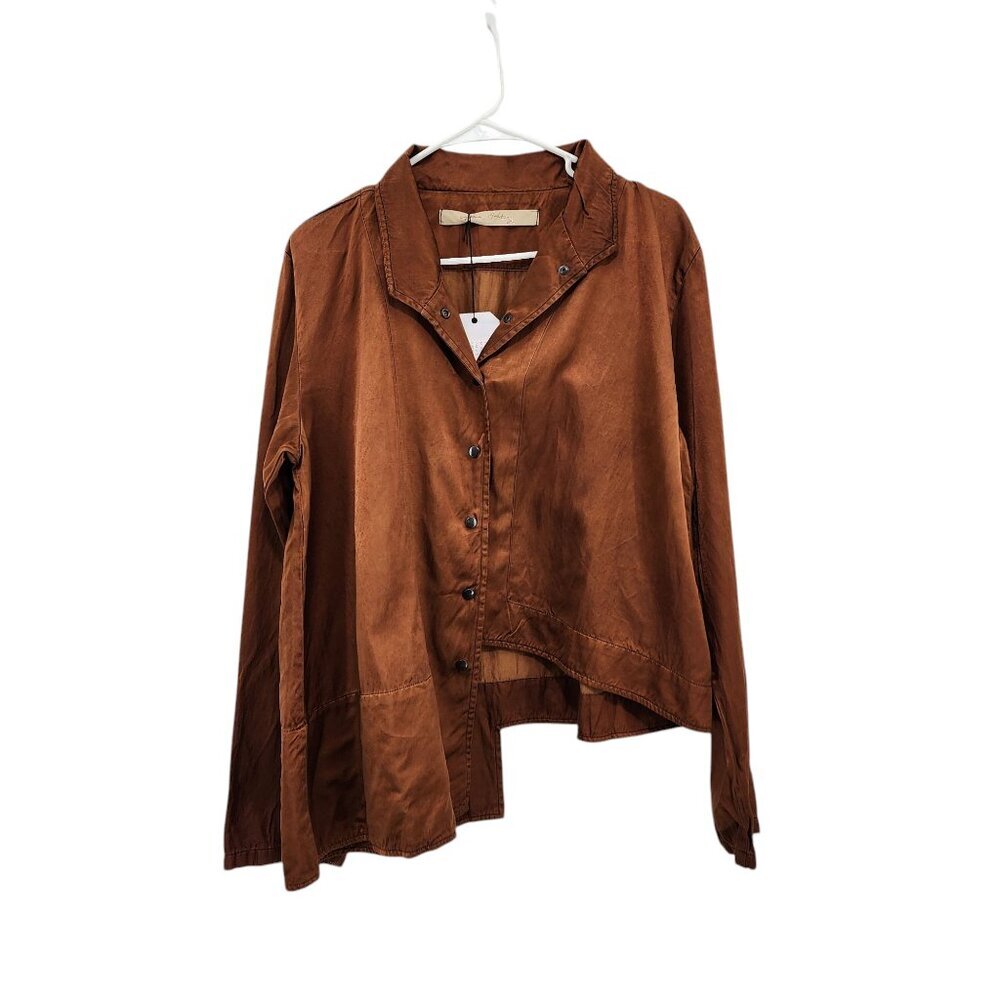 Cynthia Ashby Vintage Women's Cotton Blend Asymmetrical Button Front Top - M